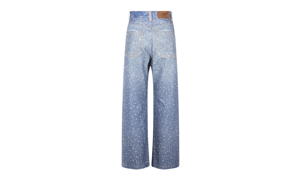 DIAMOND DENIM BLUE STRAIGHT-FIT JEANS "Blue / Rhinestone" BC24SSPT05