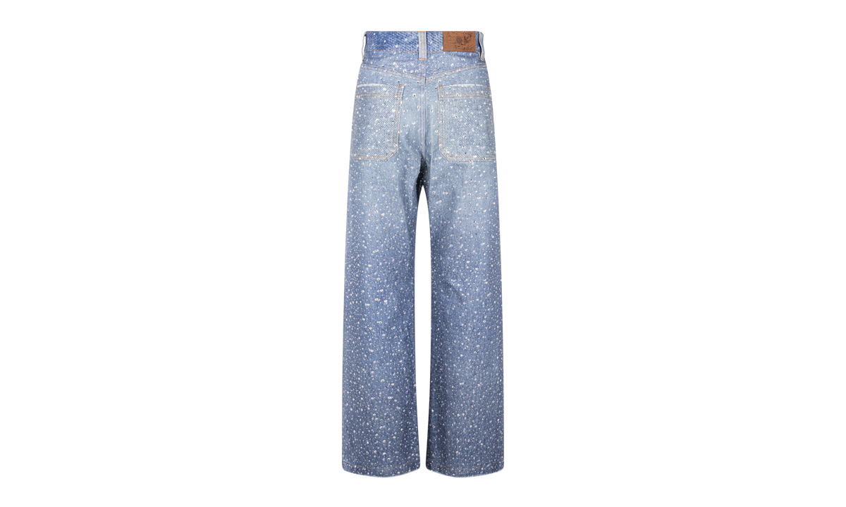 DIAMOND DENIM BLUE STRAIGHT-FIT JEANS "Blue / Rhinestone" BC24SSPT05