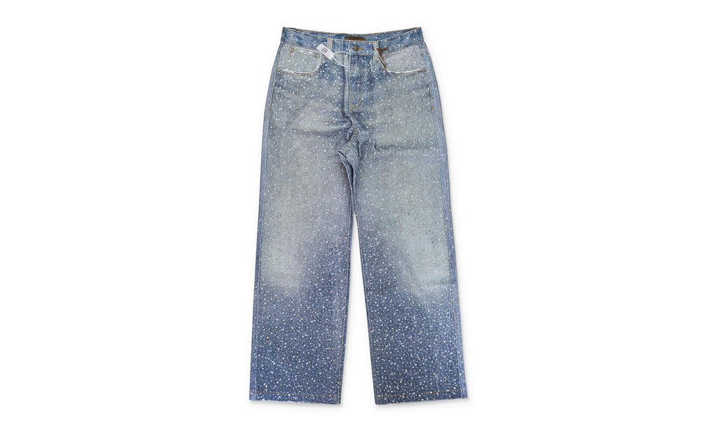 DIAMOND DENIM BLUE STRAIGHT-FIT JEANS "Blue / Rhinestone" BC24SSPT05