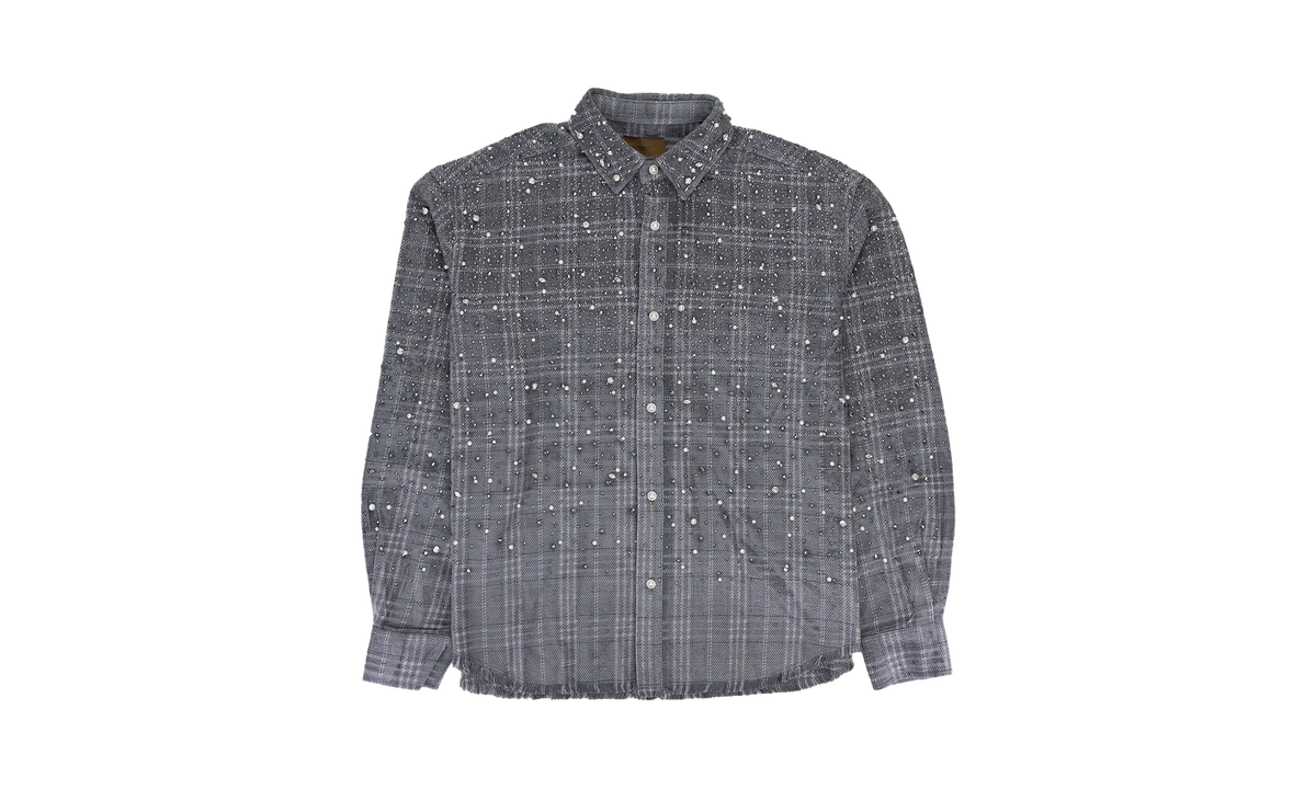 PEARL AND DIAMOND BUTTONDOWN SHIRT "Grey / Rhinestone" BC25SSLS06