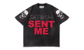 Rhinestone Studded Sent Me Logo T-Shirt "Washed Black Multi" SAT094
