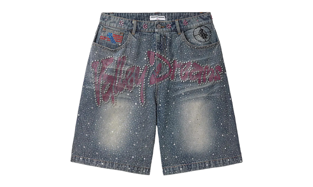 Iced Out Jorts "Mid Blue / Rhinestone" VALE 05 012 BL
