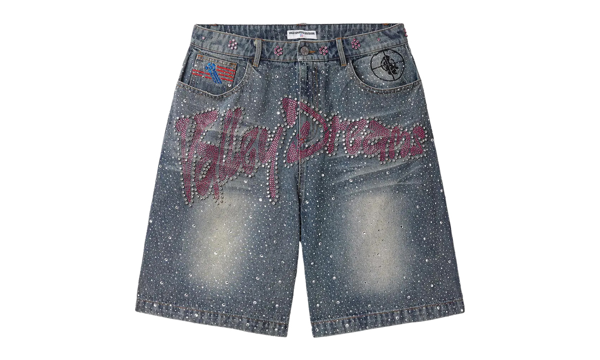 Iced Out Jorts "Mid Blue / Rhinestone" VALE 05 012 BL