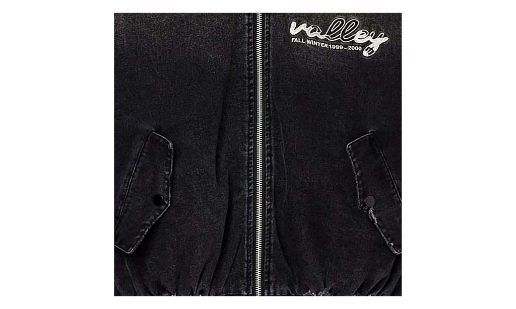 Noir Zip Up Bomber Jacket "Faded Black" VAL487