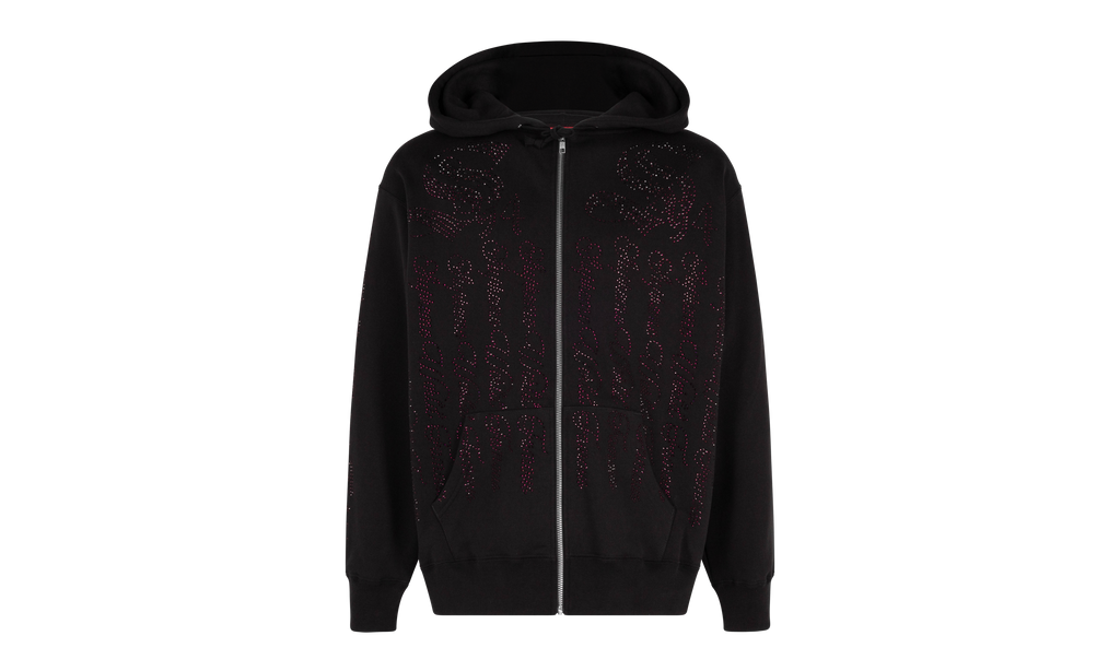 Rhinestone Zip Up Hooded Sweatshirt "SS22" SU357