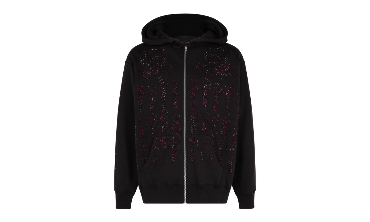 Rhinestone Zip Up Hooded Sweatshirt "SS22" SU357
