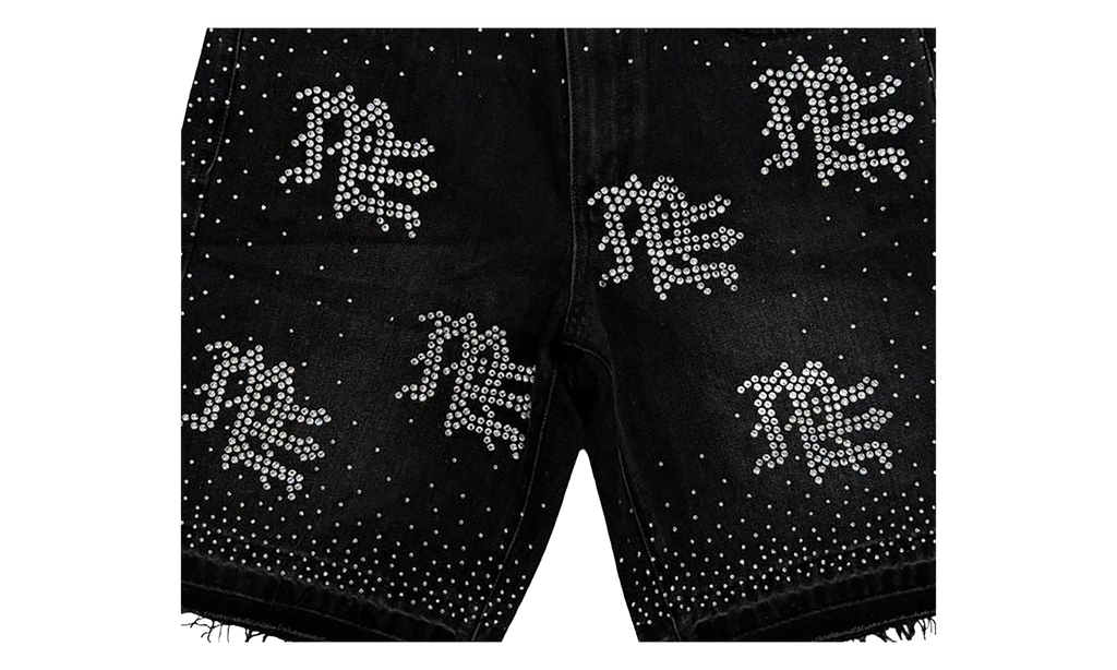 ME Rhinestone Denim Shorts "Black" MIXE072