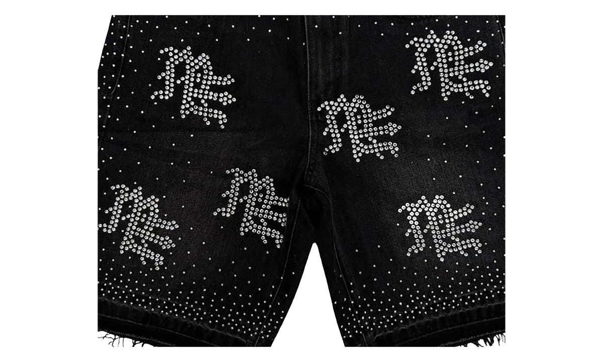 ME Rhinestone Denim Shorts "Black" MIXE072