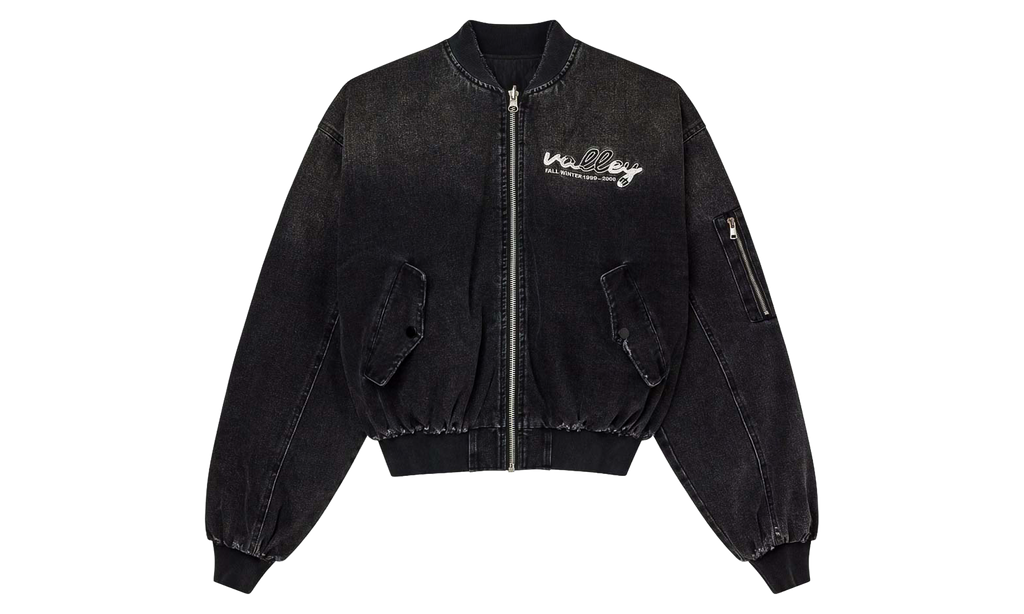 Noir Zip Up Bomber Jacket "Faded Black" VAL487