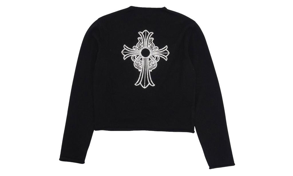 Rhinestone Hairy Cross Cashmere V-Neck Sweater WMN "Black" CHRM1782