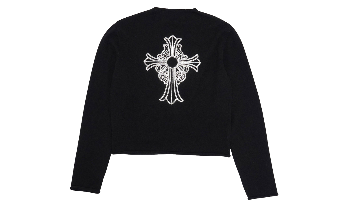 Rhinestone Hairy Cross Cashmere V-Neck Sweater WMN "Black" CHRM1782