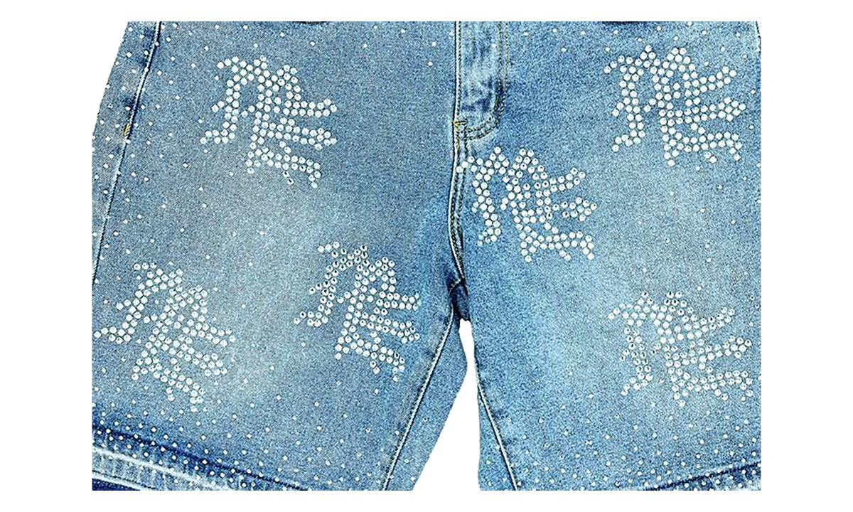 ME Rhinestone Denim Shorts "Blue" MIXE071