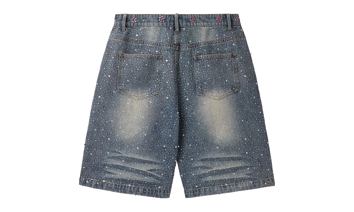 Iced Out Jorts "Mid Blue / Rhinestone" VALE 05 012 BL