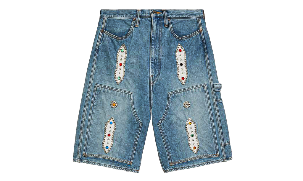 Studded Denim Shorts "Denim / Rhinestone" KAP007