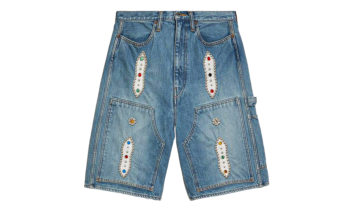 Studded Denim Shorts "Denim / Rhinestone" KAP007