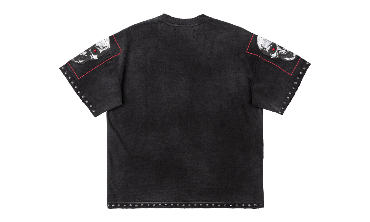 Rhinestone Studded Sent Me Logo T-Shirt "Washed Black Multi" SAT094