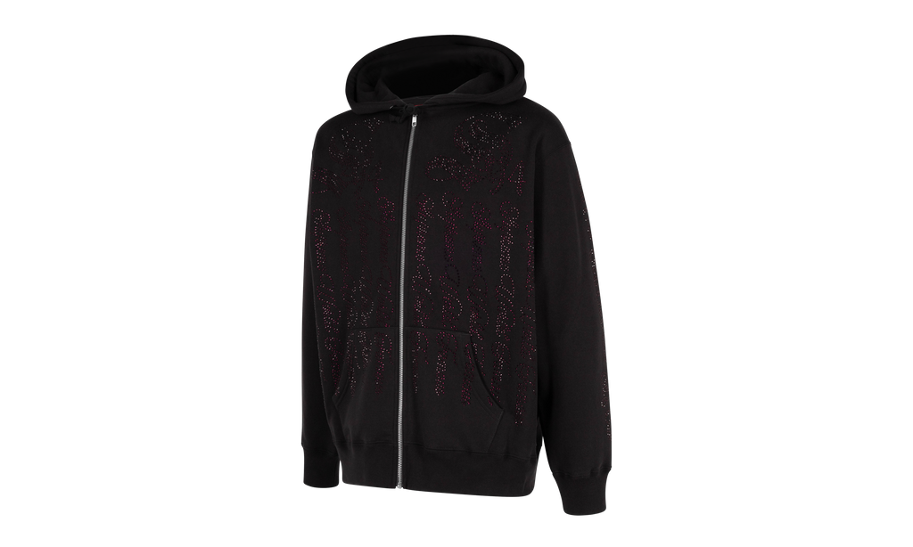 Rhinestone Zip Up Hooded Sweatshirt "SS22" SU357