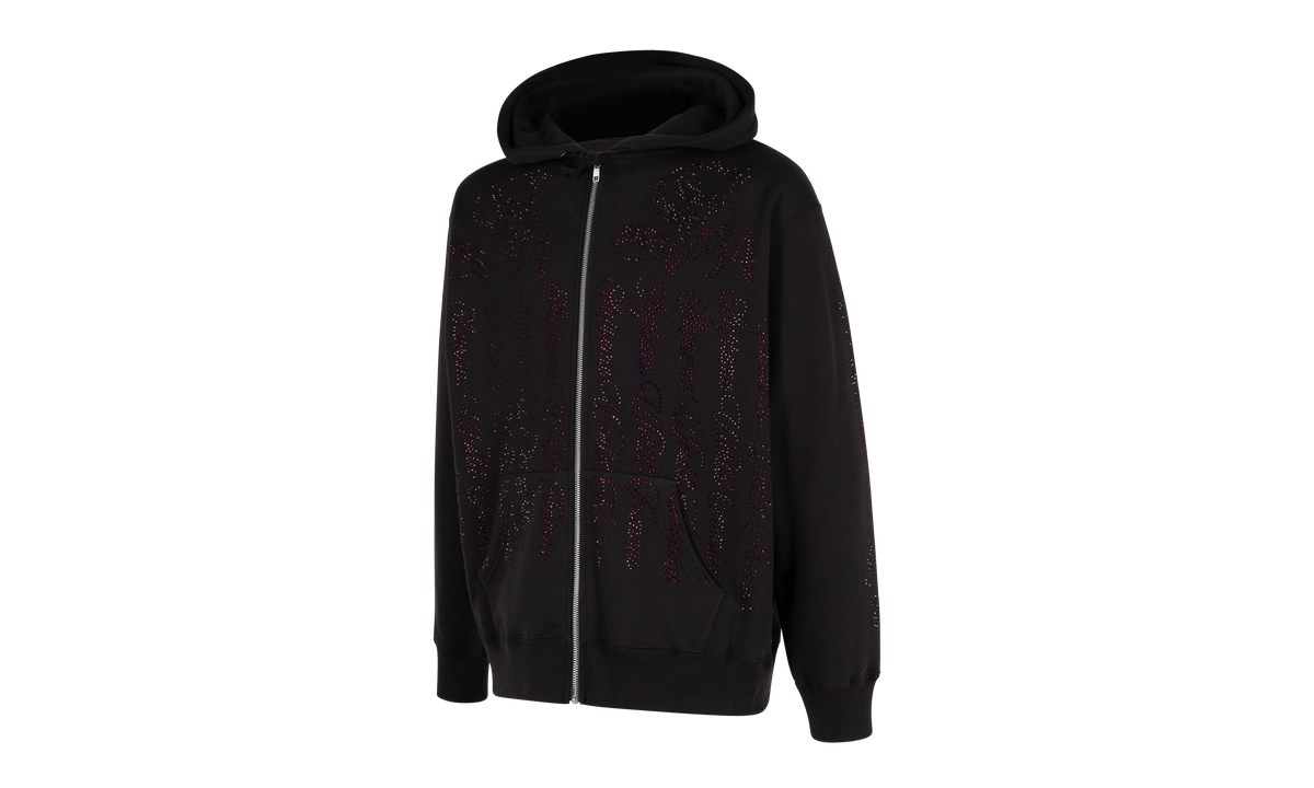 Rhinestone Zip Up Hooded Sweatshirt "SS22" SU357