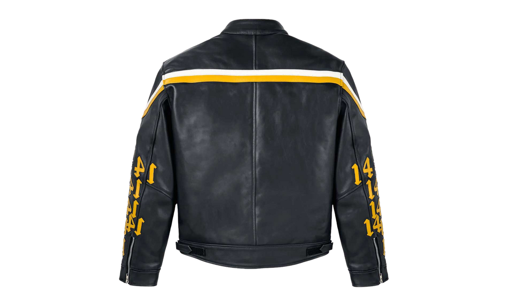 14 Moto Leather Jacket "Black / Yellow" VAL615
