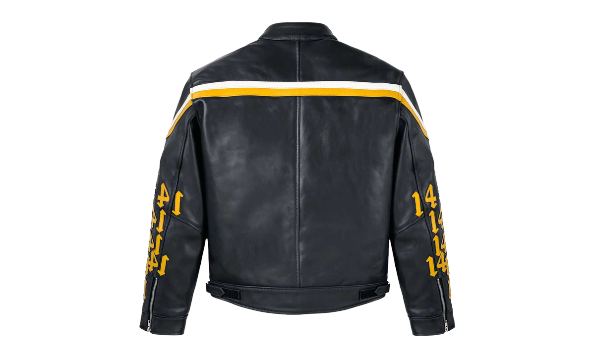 14 Moto Leather Jacket "Black / Yellow" VAL615