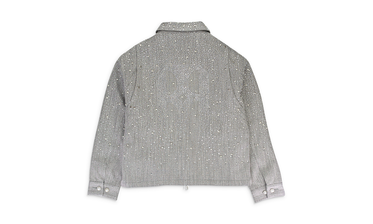RHINESTONE ZIPPER LIGHT GREY WORK JACKET "Light Grey" BC25SSJK01