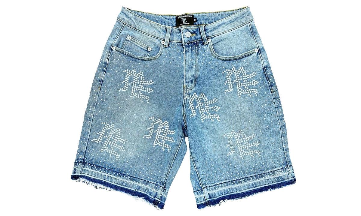 ME Rhinestone Denim Shorts "Blue" MIXE071