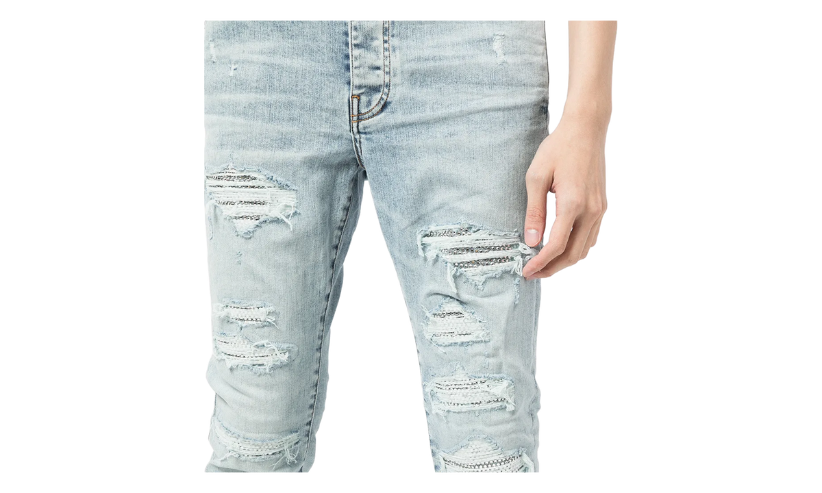 Swarovski Crystal Patch Jeans "Light Vintage" MDS069 489
