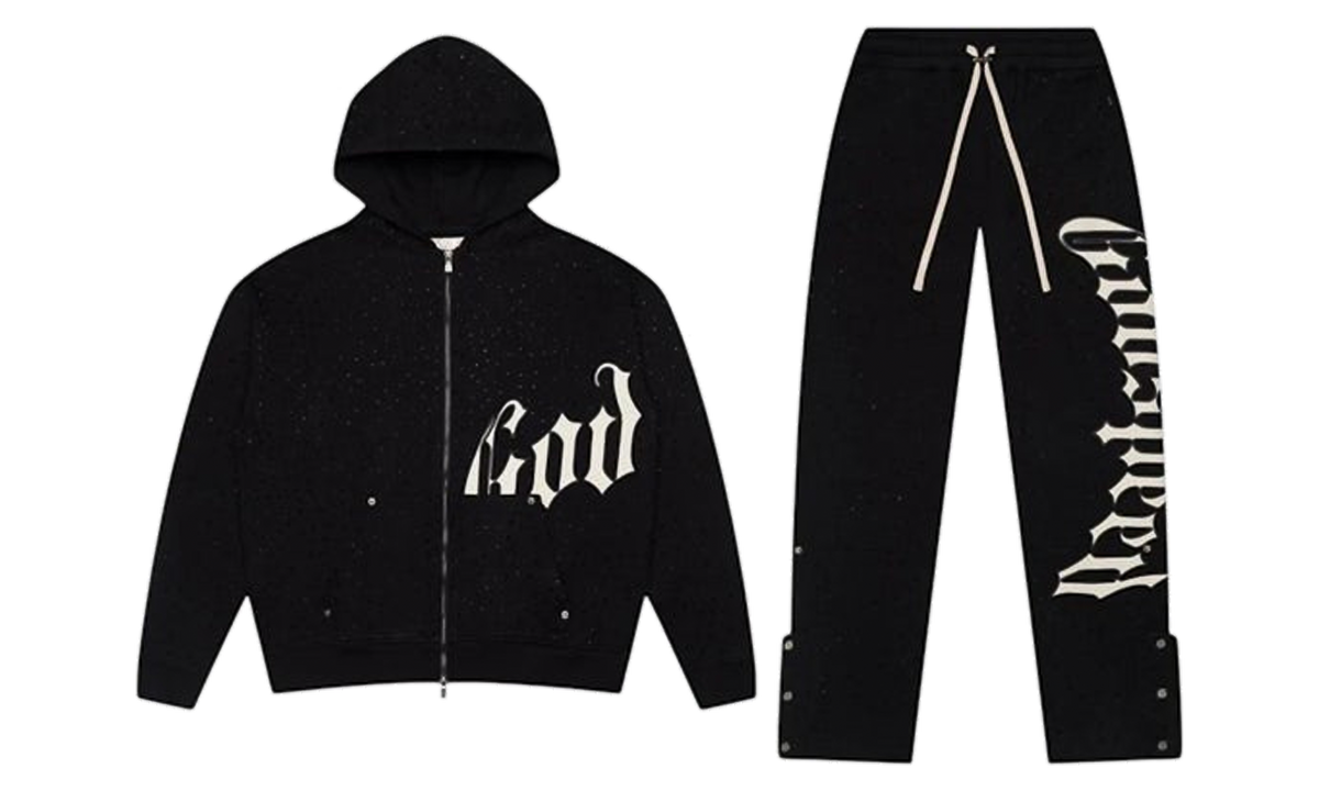 OG Logo VVS V2 Rhinestone Sweatsuit "Black / White" GS832