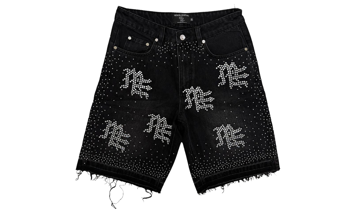ME Rhinestone Denim Shorts "Black" MIXE072