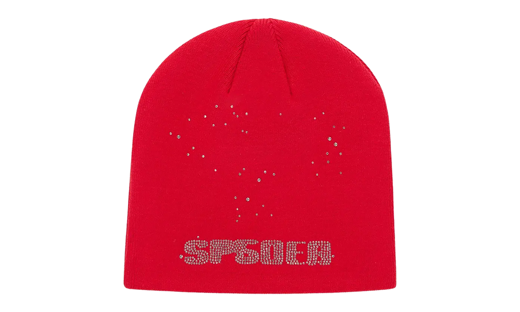 Rhinestone Silk Skully Beanie "Red" SP5der547