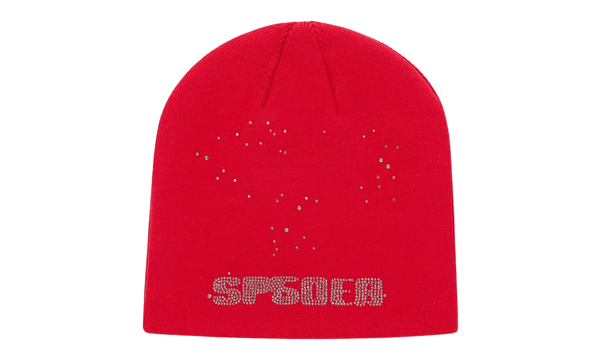 Rhinestone Silk Skully Beanie "Red" SP5der547