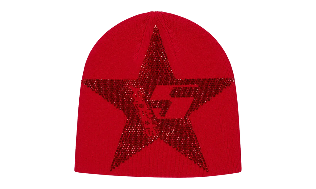 Star Rhinestone Skully Beanie "Red" SP5der548
