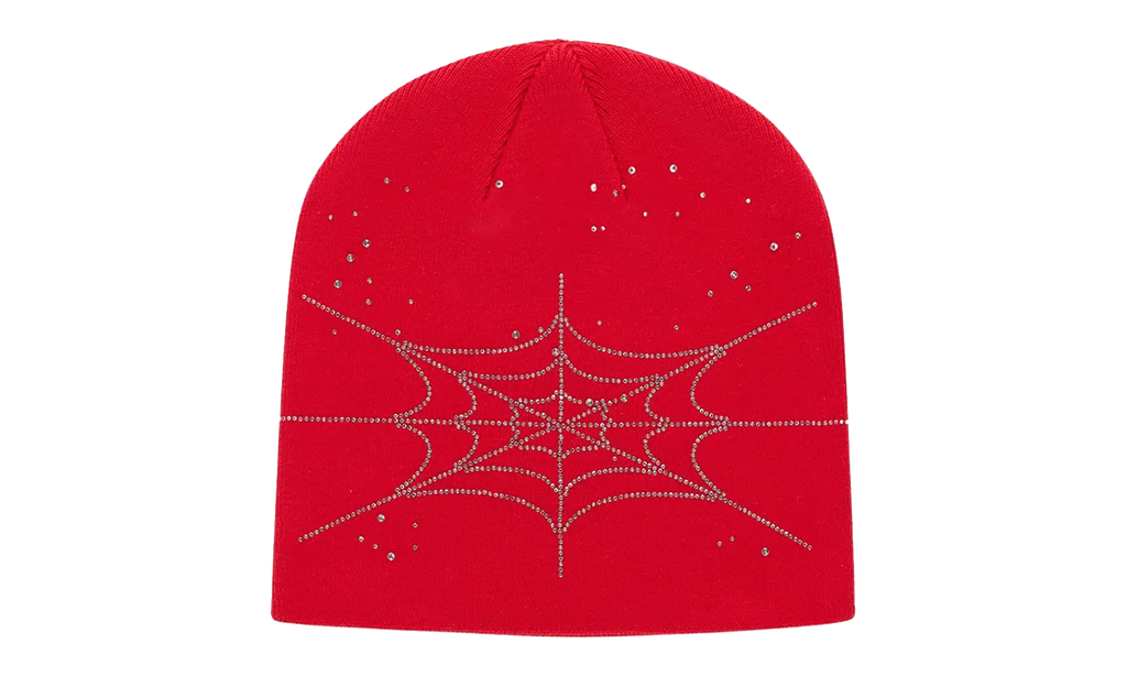 Rhinestone Silk Skully Beanie "Red" SP5der547