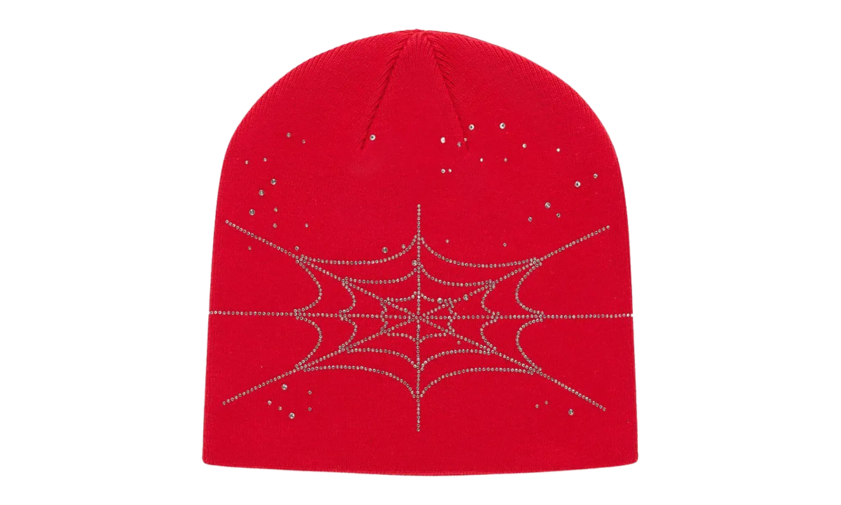 Rhinestone Silk Skully Beanie "Red" SP5der547