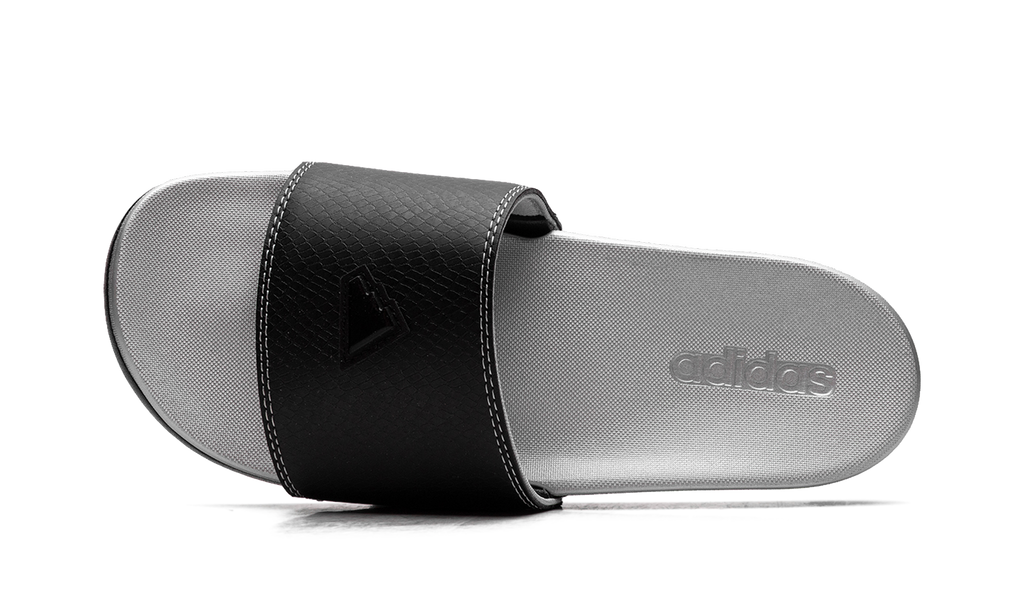 Adilette Comfort Slides "Core Black Silver Metallic" JQ2254