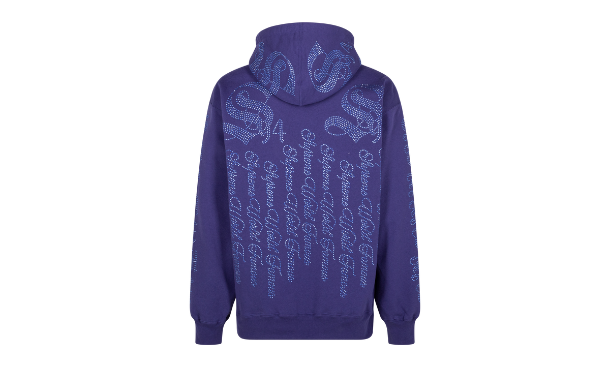 Rhinestone Zip Up Hooded Sweatshirt "SS22 - Washed Navy" SU25006